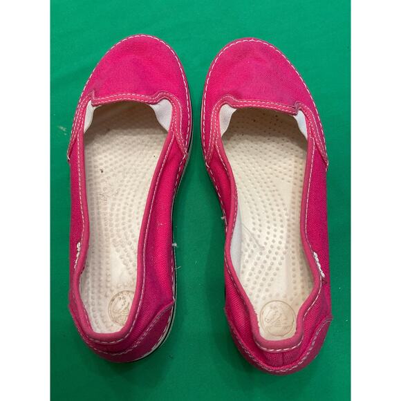 Crocs Women’s  Hover Pink  Slip On Canvas Casual Flats 7W Comfort. Walking - Picture 5 of 8